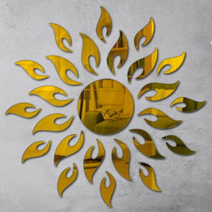 Wall1ders Golden Mirror Stickers - Acrylic Wall Decor, Large Size (45 cm), Self-Adhesive